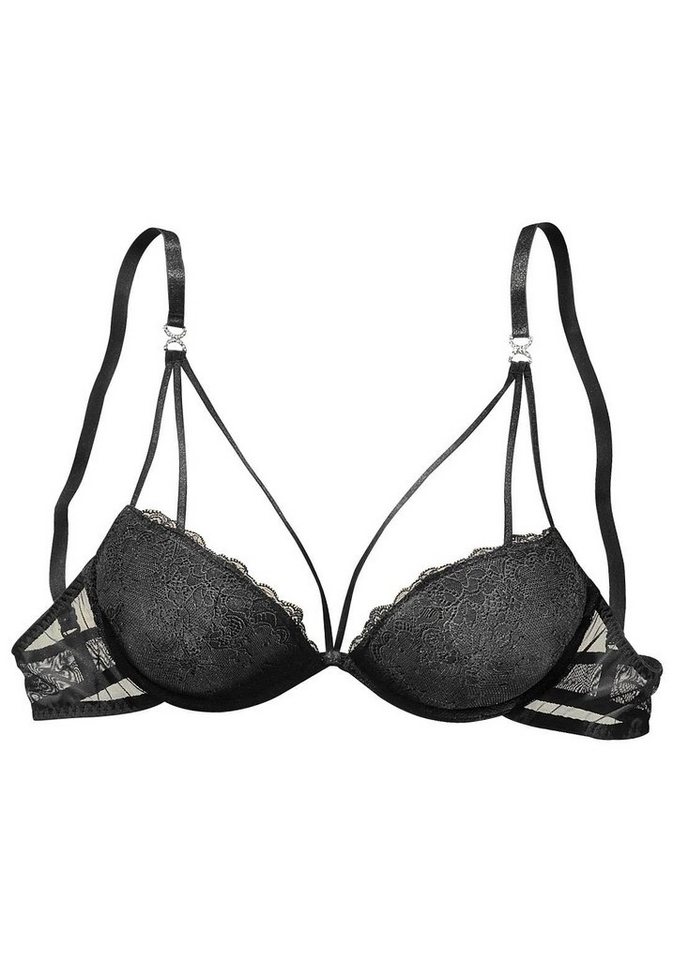 LASCANA Push-up-BH, BH mit Bügel, Spitzen-BH, mit verführerischer Bänder-Optik als Dessous-Set kombinierbar, sexy Unterwäsche, sexy Dessous – Bild 2 von 5