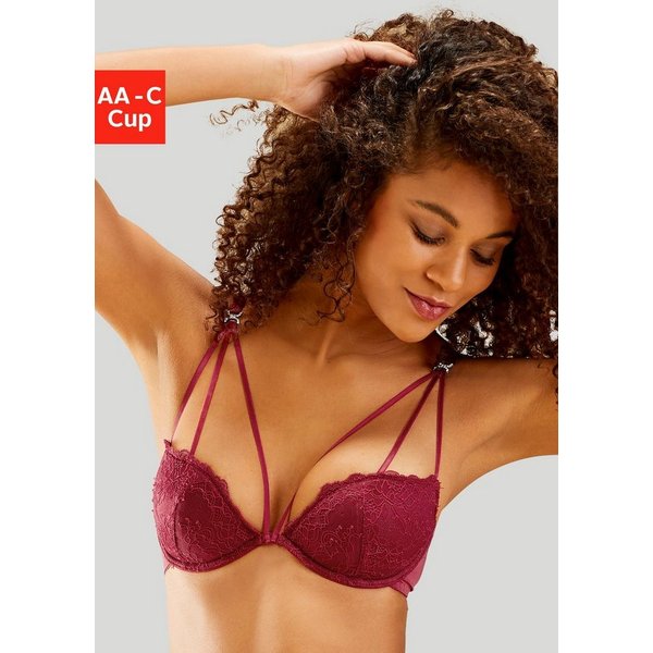 LASCANA Push-up-BH, BH mit Bügel, Spitzen-BH, mit verführerischer Bänder-Optik als Dessous-Set kombinierbar, sexy Unterwäsche, sexy Dessous