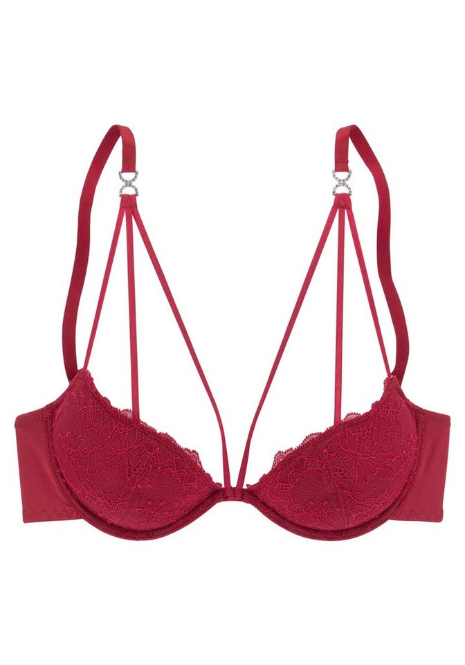 LASCANA Push-up-BH, BH mit Bügel, Spitzen-BH, mit verführerischer Bänder-Optik als Dessous-Set kombinierbar, sexy Unterwäsche, sexy Dessous – Bild 2 von 5