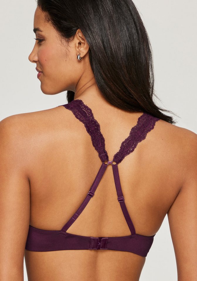 LASCANA Push-up-BH, BH ohne Bügel, bügelloser BH, T-Shirt-BH, Racerback BH mit Spitzenträgern, 2 Tragevarianten, bequemer BH – Bild 4 von 5