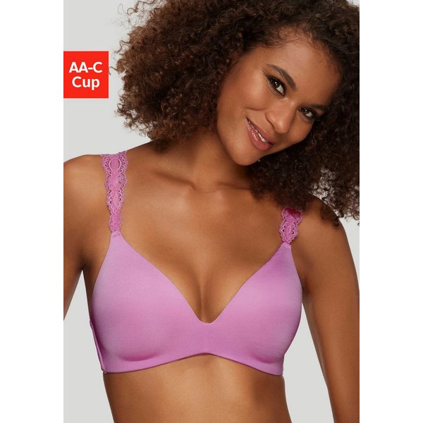 LASCANA Push-up-BH, BH ohne Bügel, bügelloser BH, T-Shirt-BH, Racerback BH mit Spitzenträgern, 2 Tragevarianten, bequemer BH