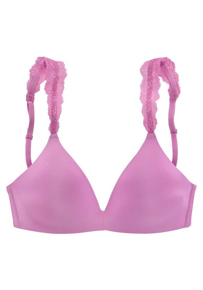 LASCANA Push-up-BH, BH ohne Bügel, bügelloser BH, T-Shirt-BH, Racerback BH mit Spitzenträgern, 2 Tragevarianten, bequemer BH – Bild 2 von 5