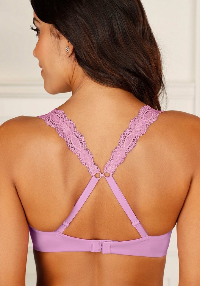 LASCANA Push-up-BH, BH ohne Bügel, bügelloser BH, T-Shirt-BH, Racerback BH mit Spitzenträgern, 2 Tragevarianten, bequemer BH – Bild 3 von 5