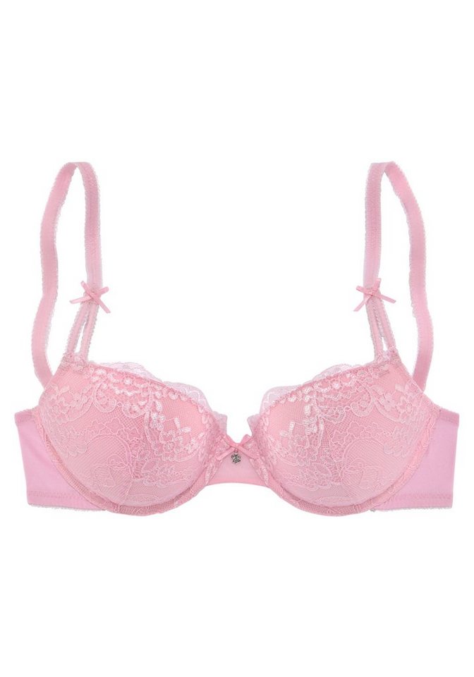 LASCANA Push-up-BH, BH mit Bügel, Spitzen-BH, Schalen-BH mit Jacquardspitze und herausnehmbaren Kissen, Dessous – Bild 2 von 5