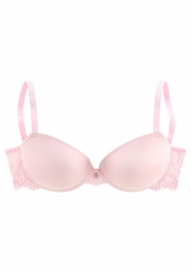 LASCANA Push-up-BH, T-Shirt-BH, BH mit Bügel mit Spitzenrücken & seidiger Microfaser, Dessous – Bild 2 von 5