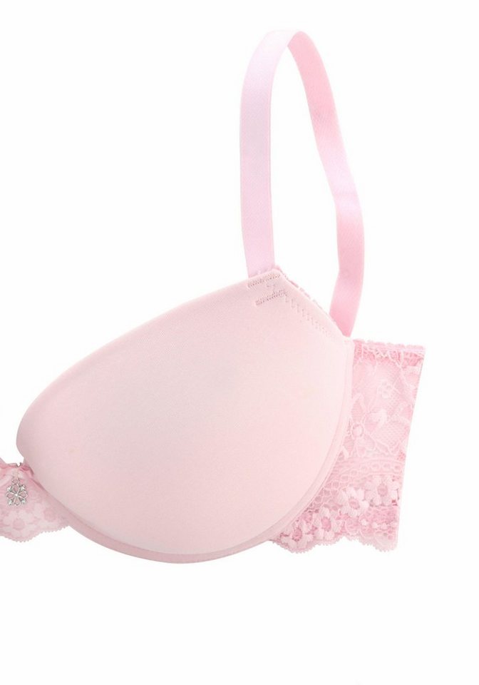 LASCANA Push-up-BH, T-Shirt-BH, BH mit Bügel mit Spitzenrücken & seidiger Microfaser, Dessous – Bild 5 von 5