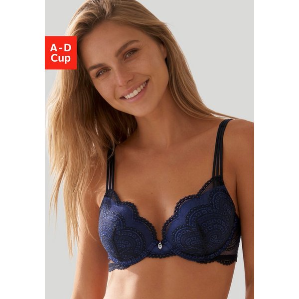 LASCANA Push-up-BH, BH mit Bügel, Spitzen-BH, als Dessous-Set kombinierbar, Kira mit extravagantem Bänderdetail, sexy Dessous, sexy Unterwäsche