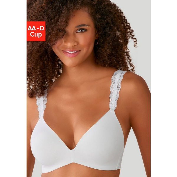 LASCANA Push-up-BH, BH ohne Bügel, bügelloser BH, T-Shirt-BH, Racerback BH mit Spitzenträgern, 2 Tragevarianten, bequemer BH