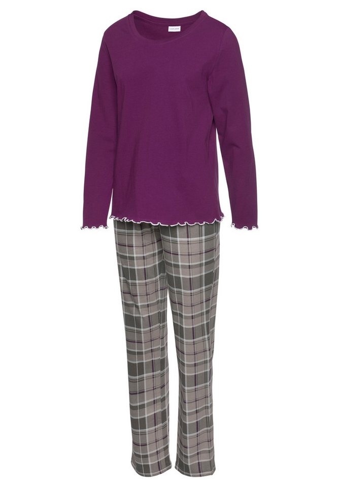 LASCANA Pyjama (Set, 2 tlg) mit Flanellhose im Karomuster – Bild 4 von 5