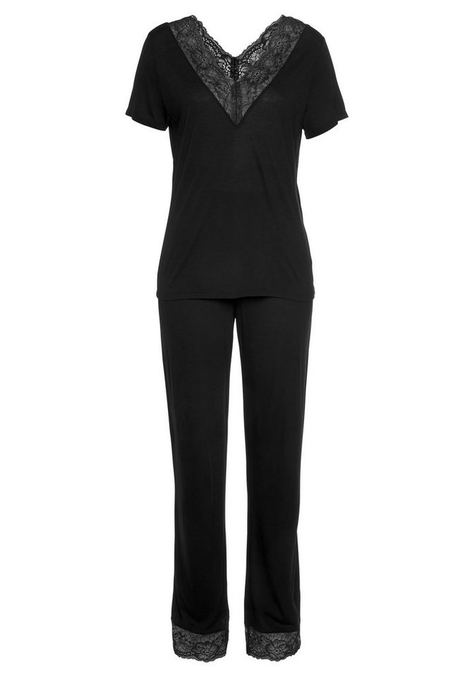 LASCANA Pyjama (Set, 2 tlg) mit Spitzeneinsätzen – Bild 2 von 5