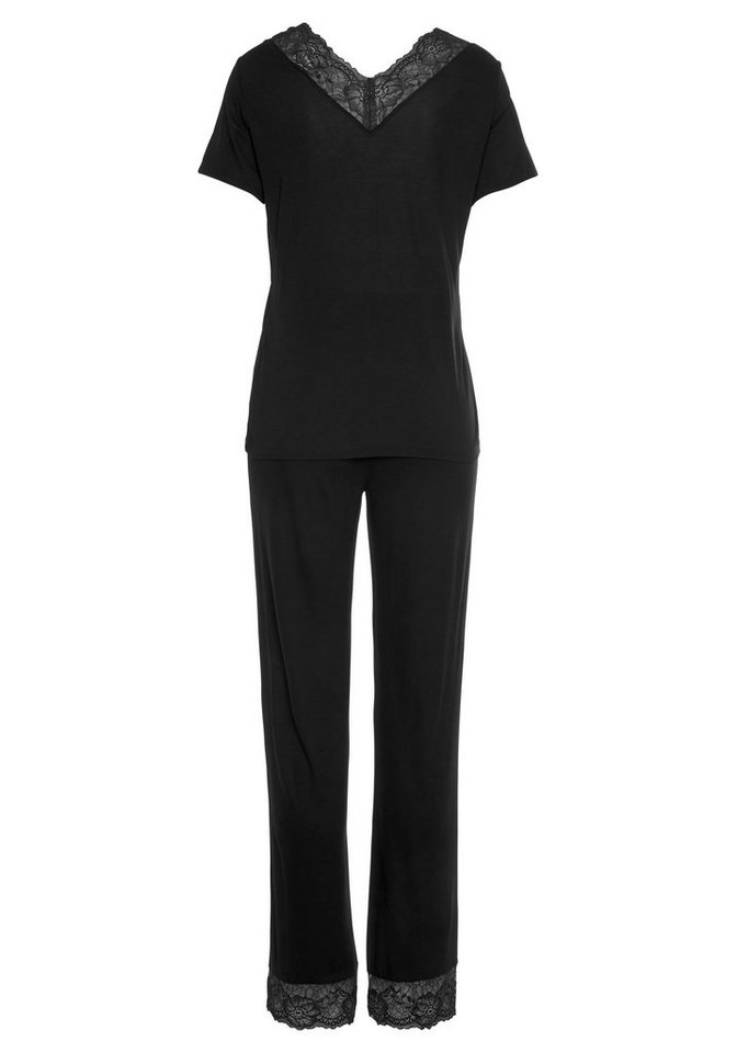 LASCANA Pyjama (Set, 2 tlg) mit Spitzeneinsätzen – Bild 4 von 5