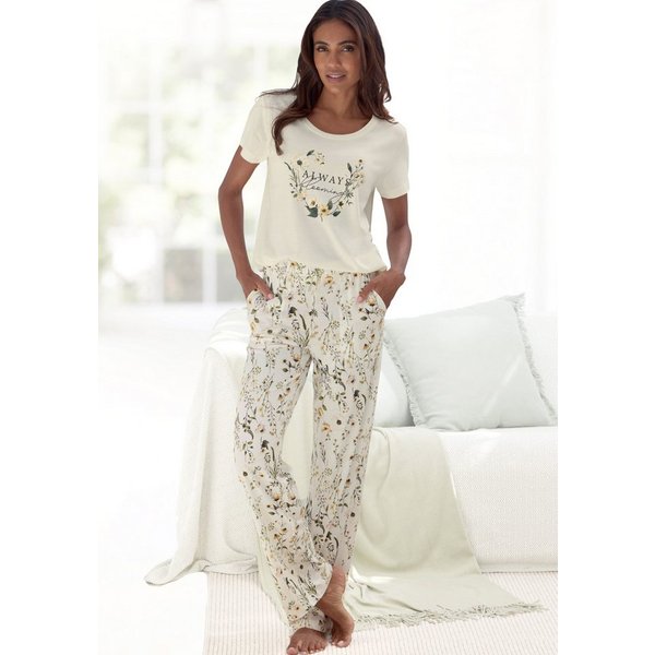 LASCANA Pyjama (Set, 2 tlg) mit schönem Blumenmuster