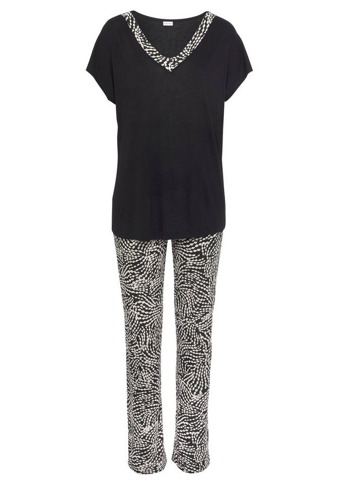 LASCANA Pyjama (Set, 2 tlg) mit gemusterten Details – Bild 2 von 5