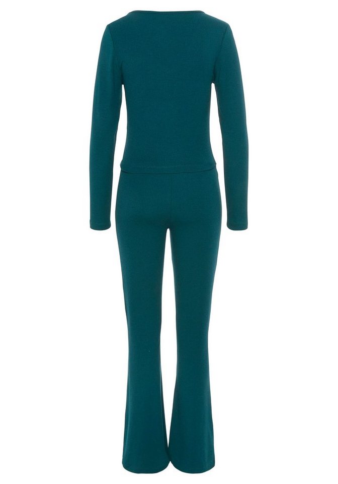 LASCANA Pyjama (Set, 2 tlg) aus schönem Ripp-Material – Bild 2 von 3