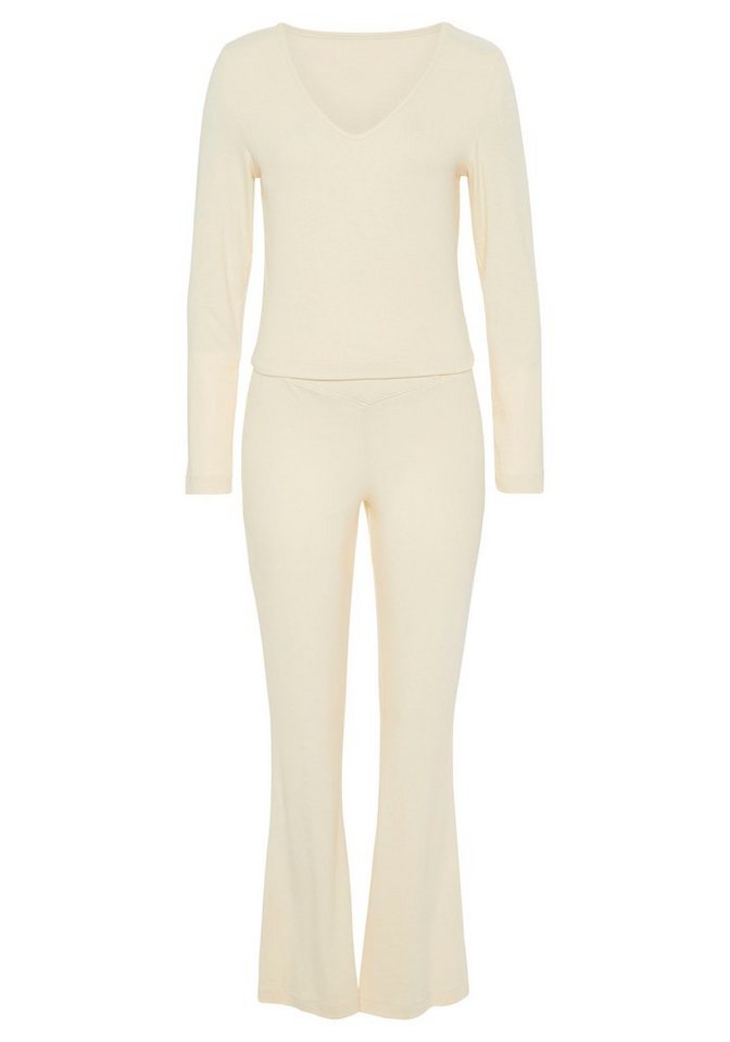 LASCANA Pyjama (Set, 2 tlg) aus schönem Ripp-Material – Bild 2 von 4
