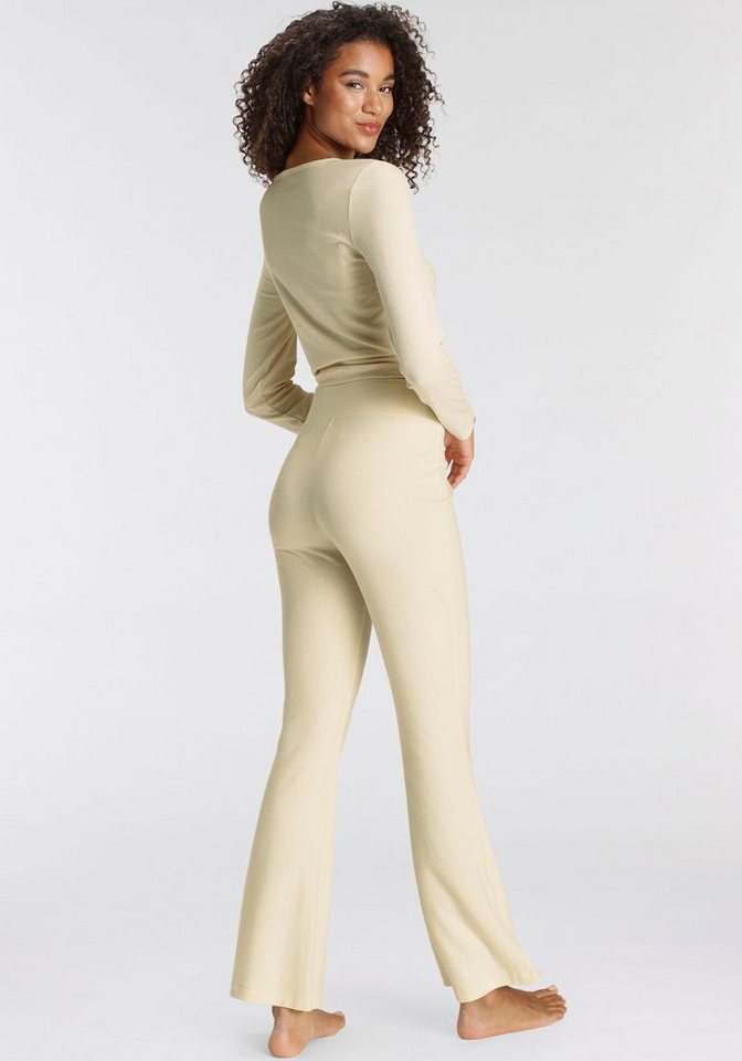 LASCANA Pyjama (Set, 2 tlg) aus schönem Ripp-Material – Bild 3 von 4
