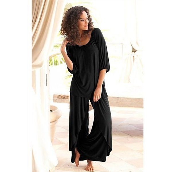 LASCANA Pyjama (Set, 2 tlg) Hose in edler Layeroptik