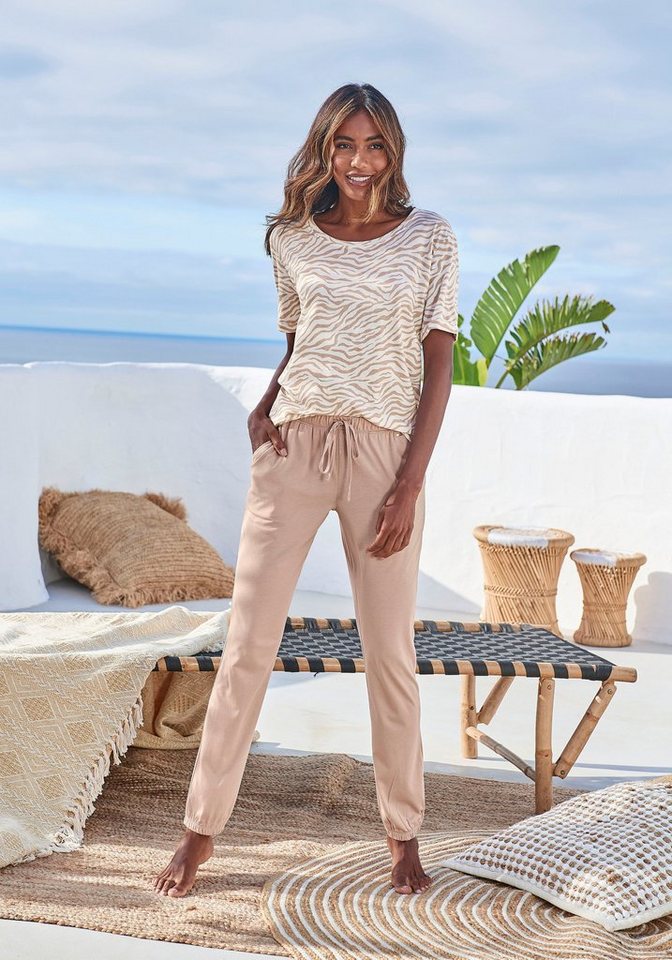LASCANA Pyjamahose Uni oder mit tollem Animal-Print – Bild 5 von 5