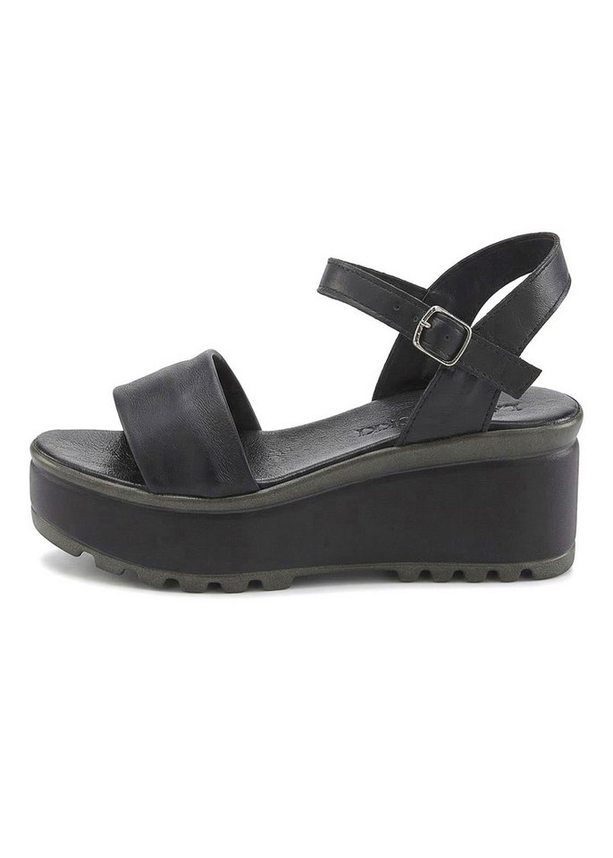 LASCANA Riemchensandalette, Sandale, Sommerschuh, offener Schuh, Sandalette aus Leder mit Keilabsatz – Bild 3 von 5