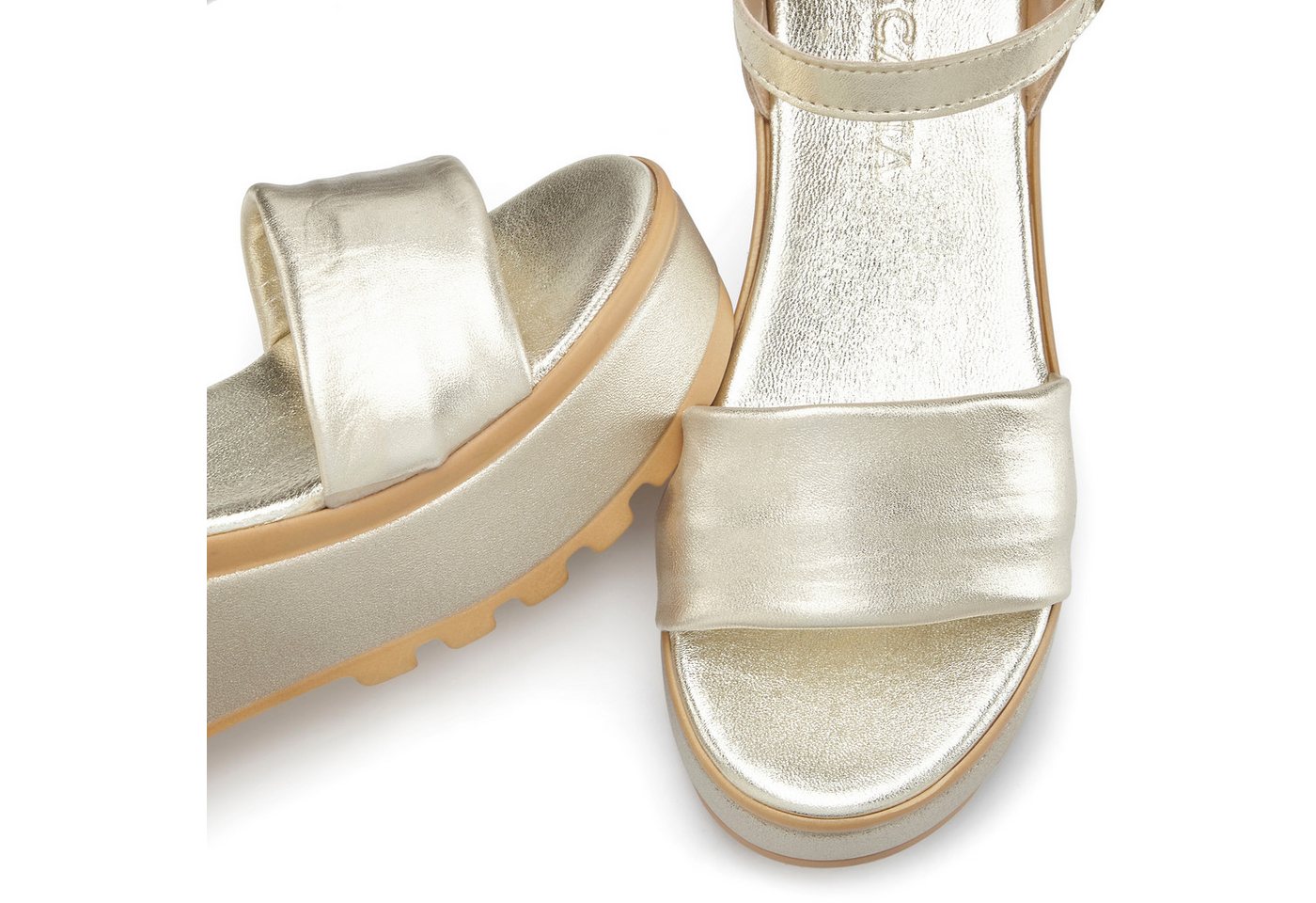 LASCANA Riemchensandalette, Sandale, Sommerschuh, offener Schuh, Sandalette aus Leder mit Keilabsatz – Bild 5 von 5