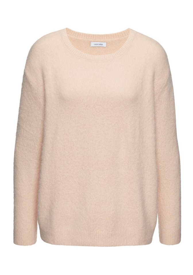 LASCANA Rundhalspullover aus weichem Garn mit Flausch-Effekt Kuschelpullover, lockerer Damenpullover, super weicher Strick, Basic – Bild 2 von 5