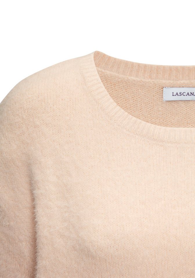 LASCANA Rundhalspullover aus weichem Garn mit Flausch-Effekt Kuschelpullover, lockerer Damenpullover, super weicher Strick, Basic – Bild 4 von 5