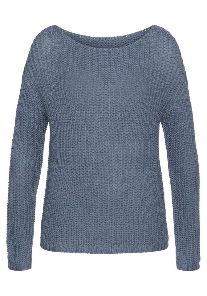 LASCANA Rundhalspullover aus weichem Grobstrick lockerer Strickpullover, leicht transparenter Grobstrickpullover – Bild 2 von 5