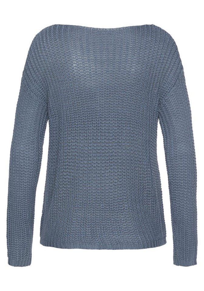 LASCANA Rundhalspullover aus weichem Grobstrick lockerer Strickpullover, leicht transparenter Grobstrickpullover – Bild 4 von 5