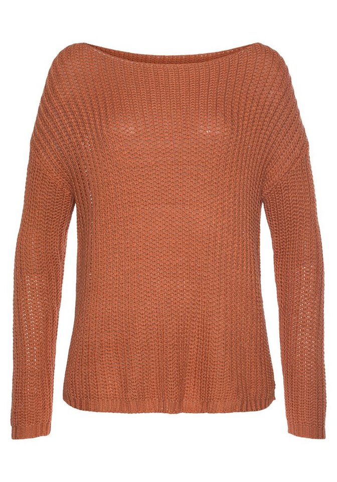 LASCANA Rundhalspullover aus weichem Grobstrick lockerer Strickpullover, leicht transparenter Grobstrickpullover – Bild 2 von 5