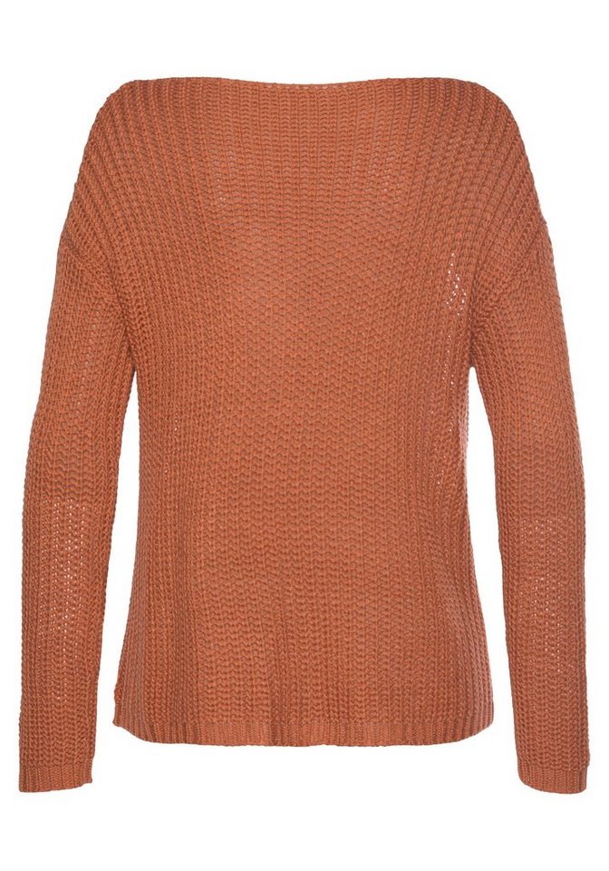 LASCANA Rundhalspullover aus weichem Grobstrick lockerer Strickpullover, leicht transparenter Grobstrickpullover – Bild 4 von 5