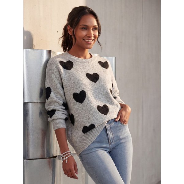 LASCANA Rundhalspullover mit Herzmuster Kuscheliger Strickpullover mit Herzen, Jacquardpullover mit Herzmuster
