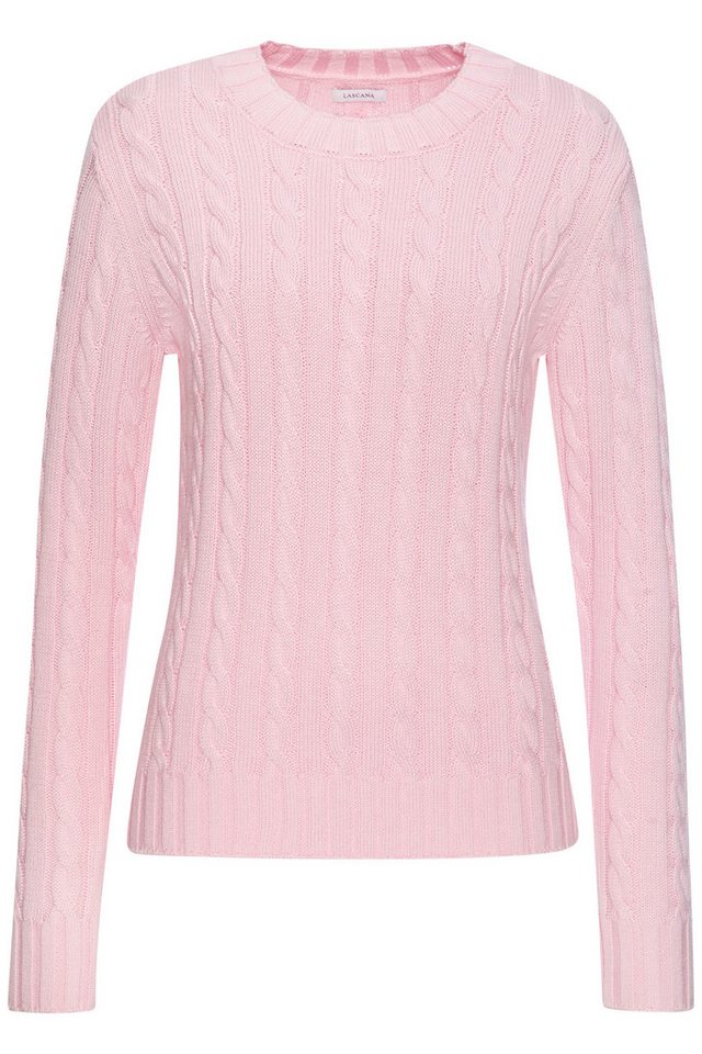LASCANA Rundhalspullover mit Zopfstrickmuster gemütlicher Strickpullover, unifarbener Zopfpullover, klassische Form – Bild 2 von 5
