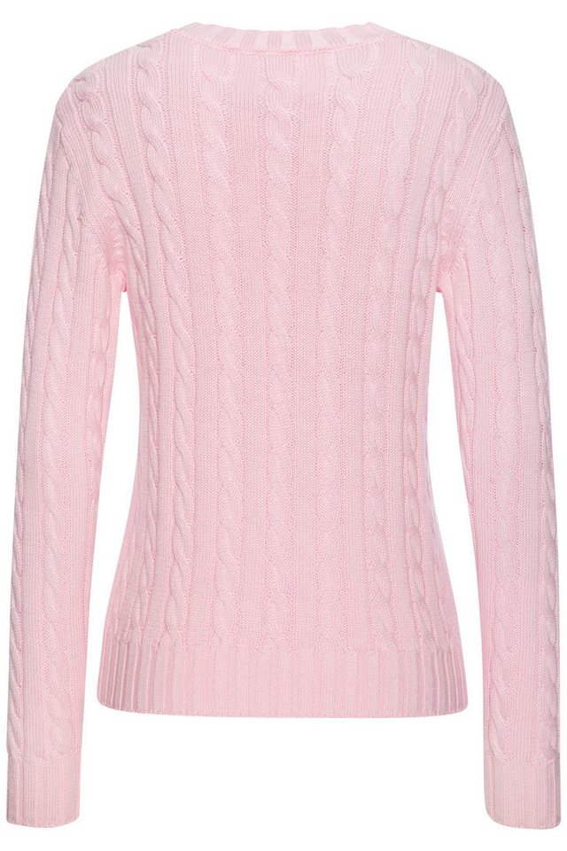 LASCANA Rundhalspullover mit Zopfstrickmuster gemütlicher Strickpullover, unifarbener Zopfpullover, klassische Form – Bild 4 von 5