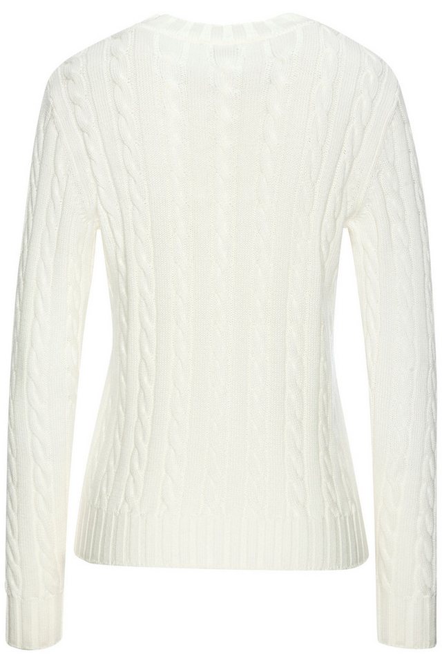 LASCANA Rundhalspullover mit Zopfstrickmuster gemütlicher Strickpullover, unifarbener Zopfpullover, klassische Form – Bild 4 von 5
