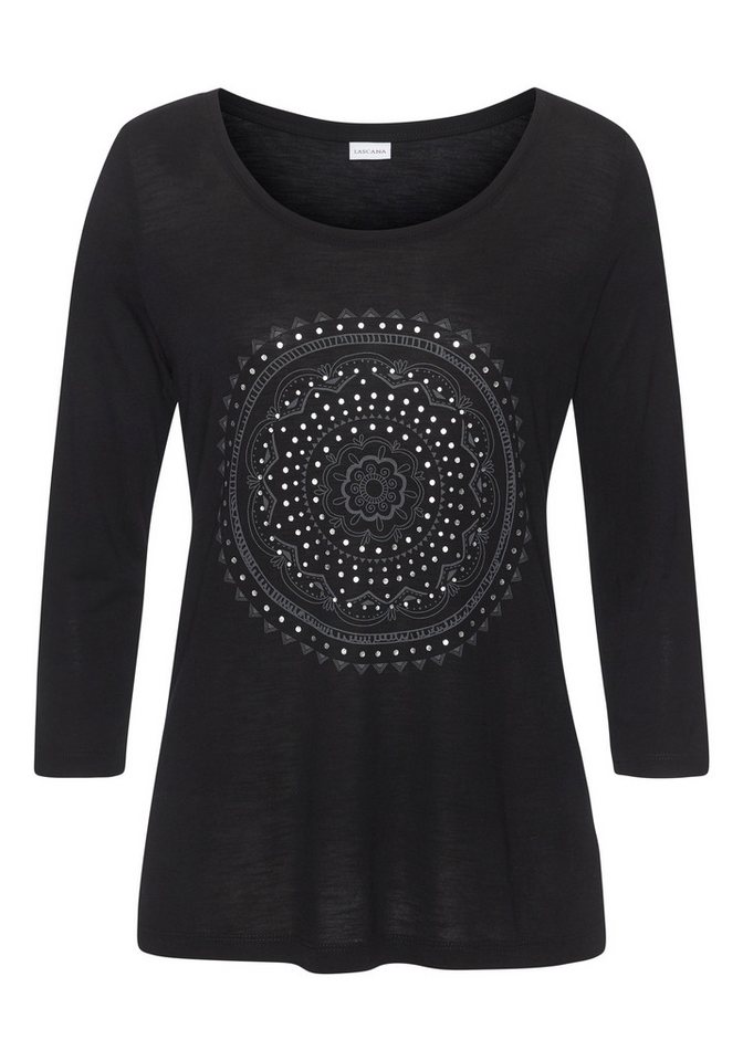 LASCANA Rundhalsshirt mit glänzendem Print – Bild 2 von 5