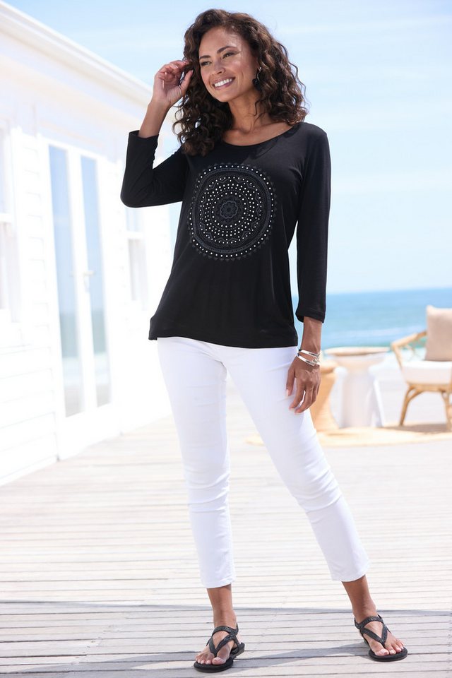 LASCANA Rundhalsshirt mit glänzendem Print – Bild 3 von 5
