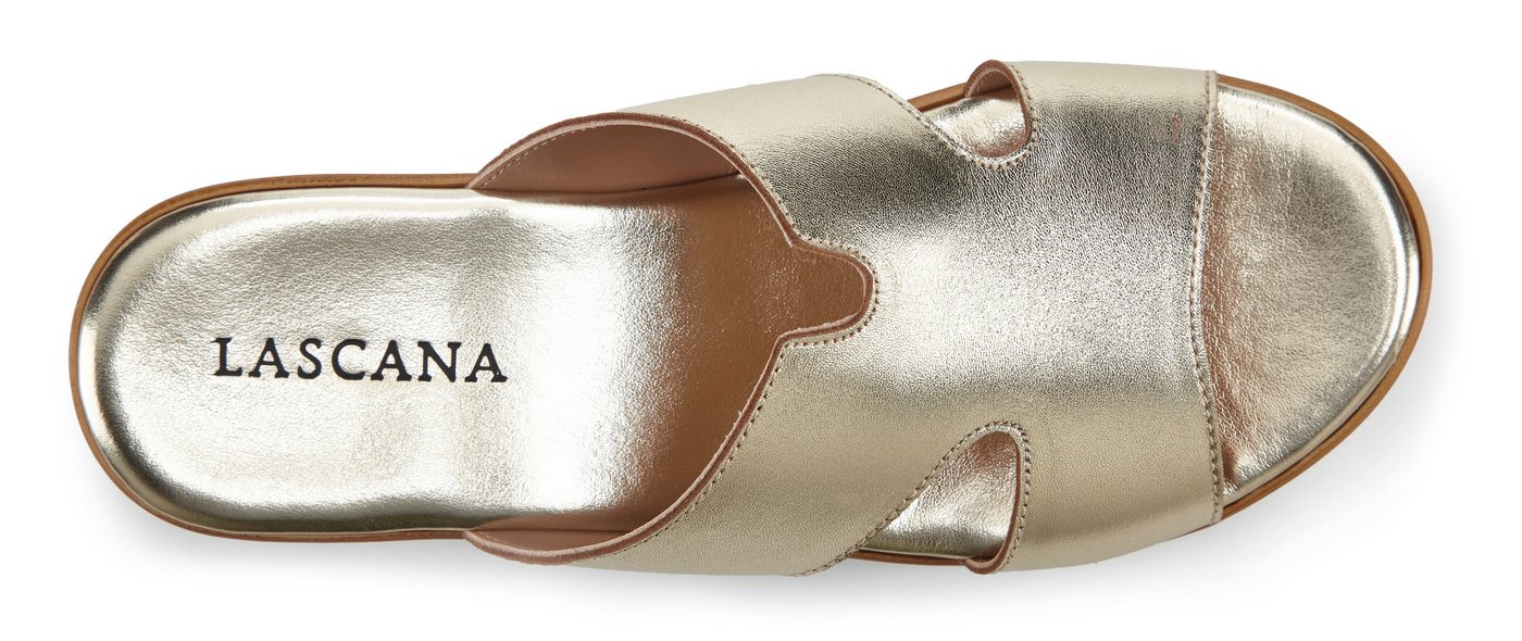 LASCANA Sandale, Sommerschuh, Mule, offener Schuh, Pantolette aus Leder mit Keilabsatz – Bild 3 von 5