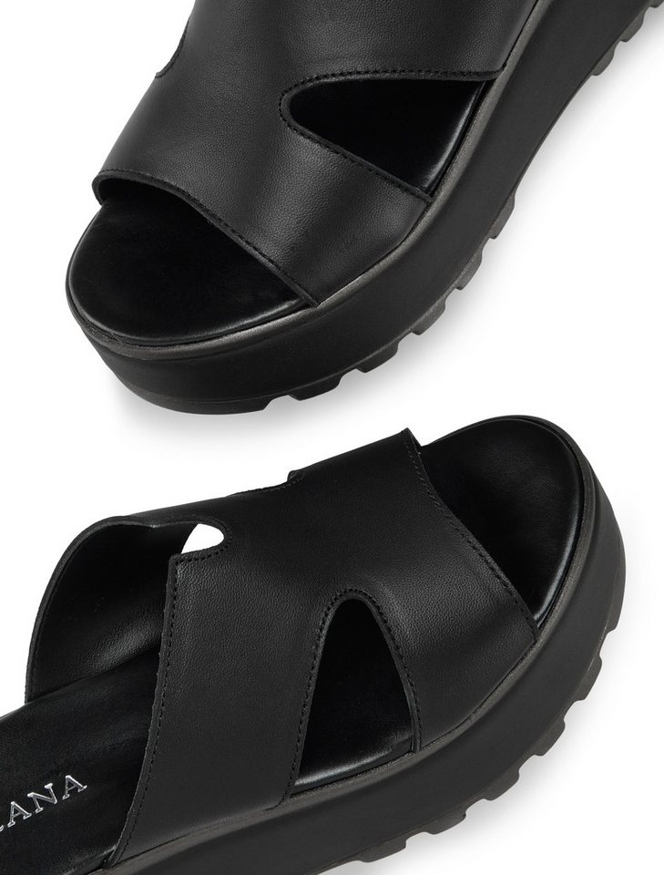 LASCANA Sandale, Sommerschuh, Mule, offener Schuh, Pantolette aus Leder mit Keilabsatz – Bild 4 von 5