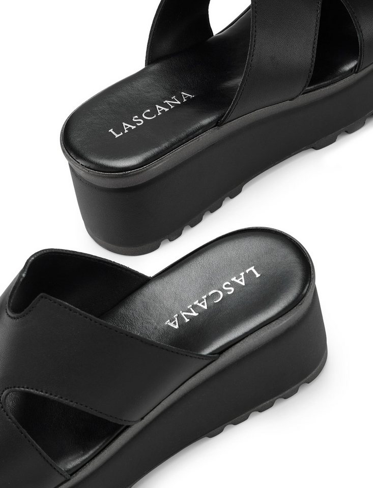 LASCANA Sandale, Sommerschuh, Mule, offener Schuh, Pantolette aus Leder mit Keilabsatz – Bild 5 von 5