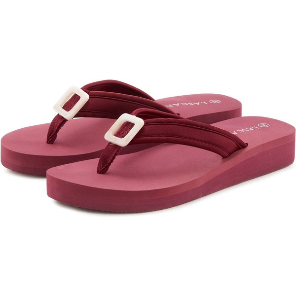 LASCANA Sandale, Badeschuh, Pantolette, Badelatsche, Flip Flop Badezehentrenner Zehentrenner mit Zier-Applikation VEGAN
