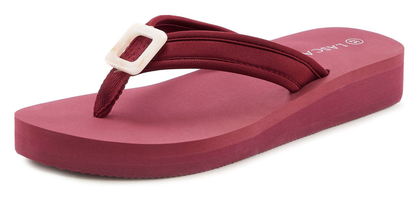 LASCANA Sandale, Badeschuh, Pantolette, Badelatsche, Flip Flop Badezehentrenner Zehentrenner mit Zier-Applikation VEGAN – Bild 2 von 5