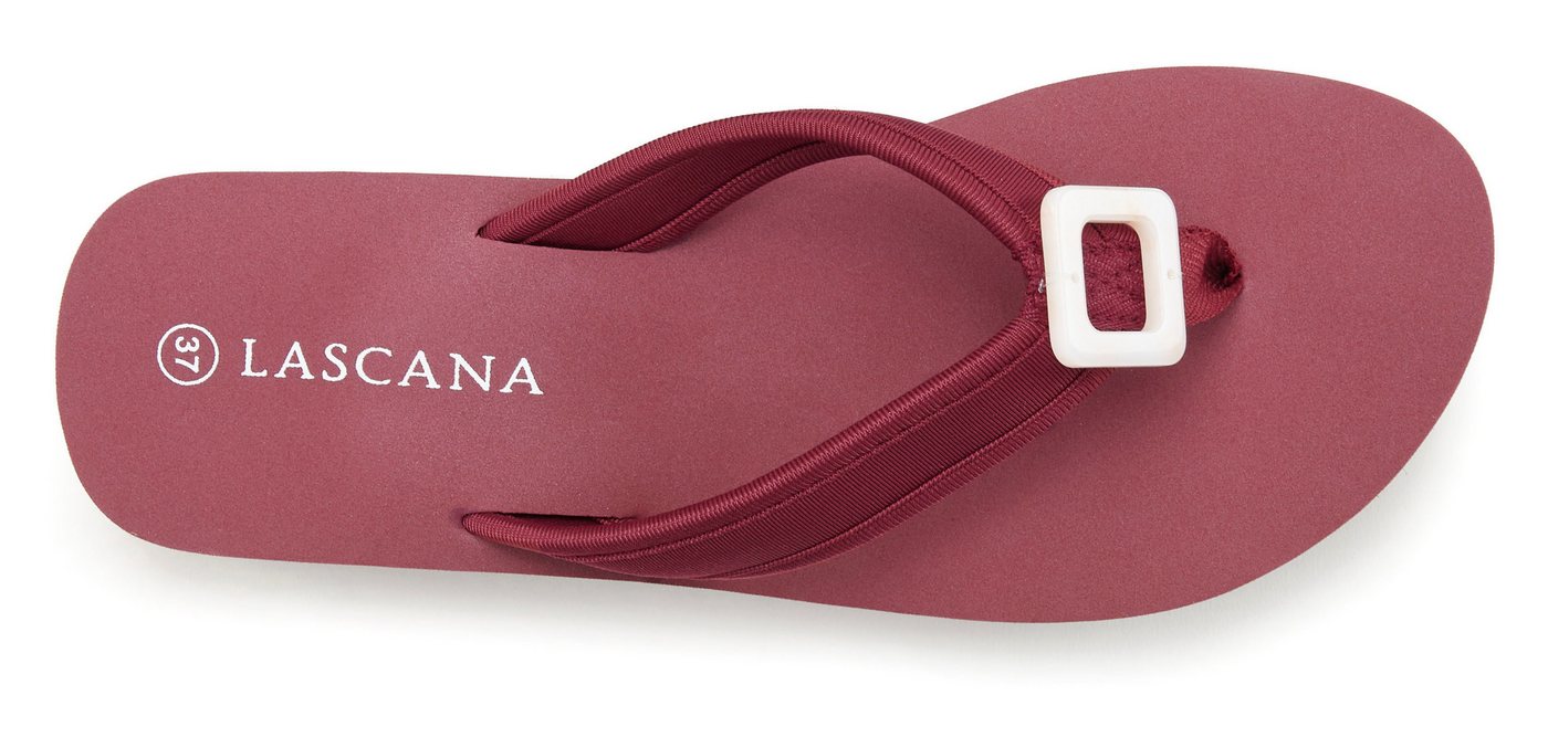 LASCANA Sandale, Badeschuh, Pantolette, Badelatsche, Flip Flop Badezehentrenner Zehentrenner mit Zier-Applikation VEGAN – Bild 3 von 5