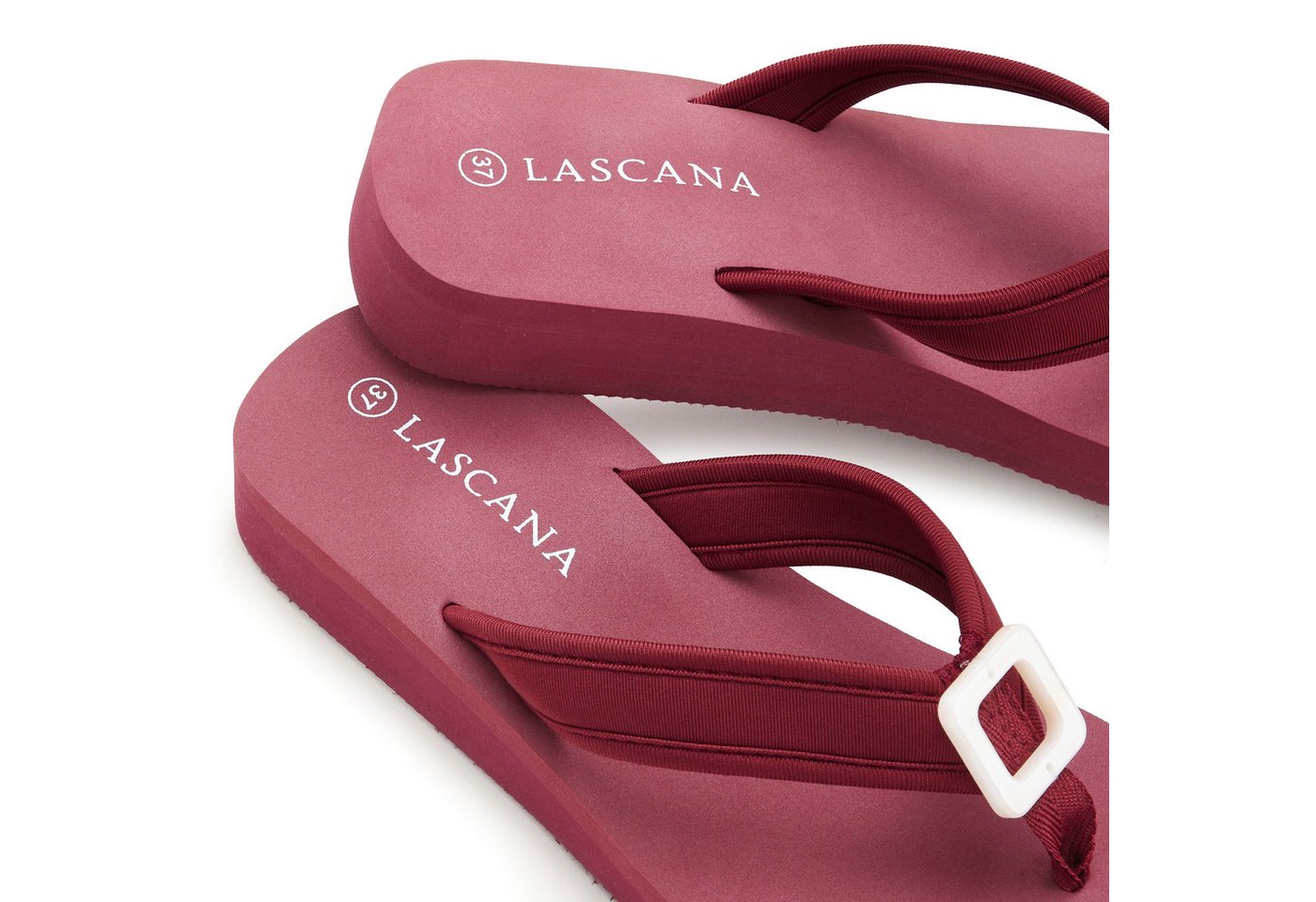 LASCANA Sandale, Badeschuh, Pantolette, Badelatsche, Flip Flop Badezehentrenner Zehentrenner mit Zier-Applikation VEGAN – Bild 5 von 5