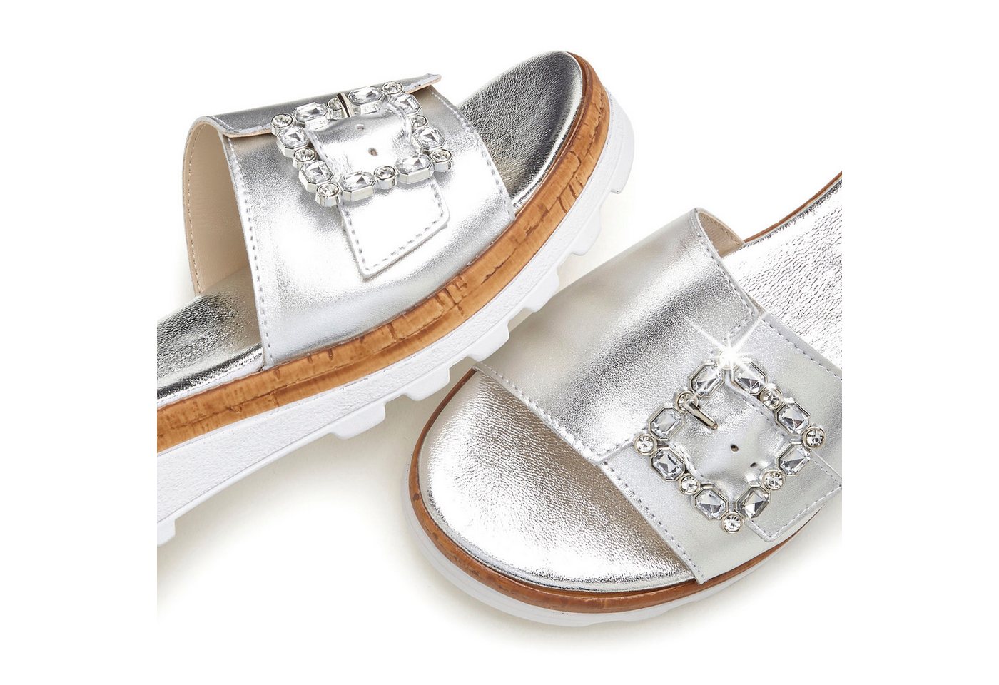 LASCANA Sandale, Sommerschuh, offener Schuh, Mule, Pantolette aus Leder mit dezentem Keilabsatz – Bild 4 von 5