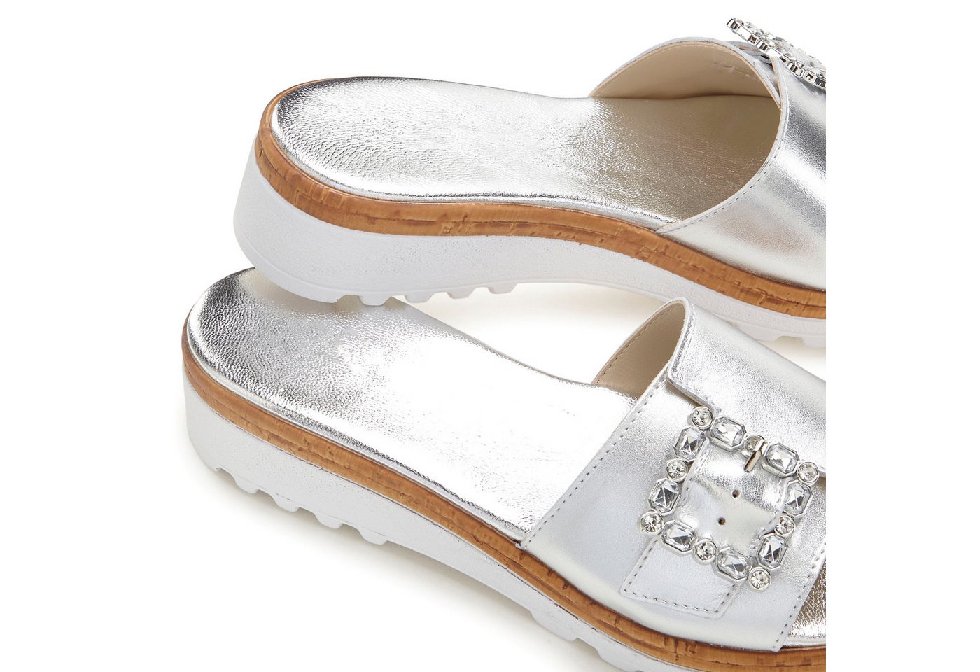 LASCANA Sandale, Sommerschuh, offener Schuh, Mule, Pantolette aus Leder mit dezentem Keilabsatz – Bild 5 von 5