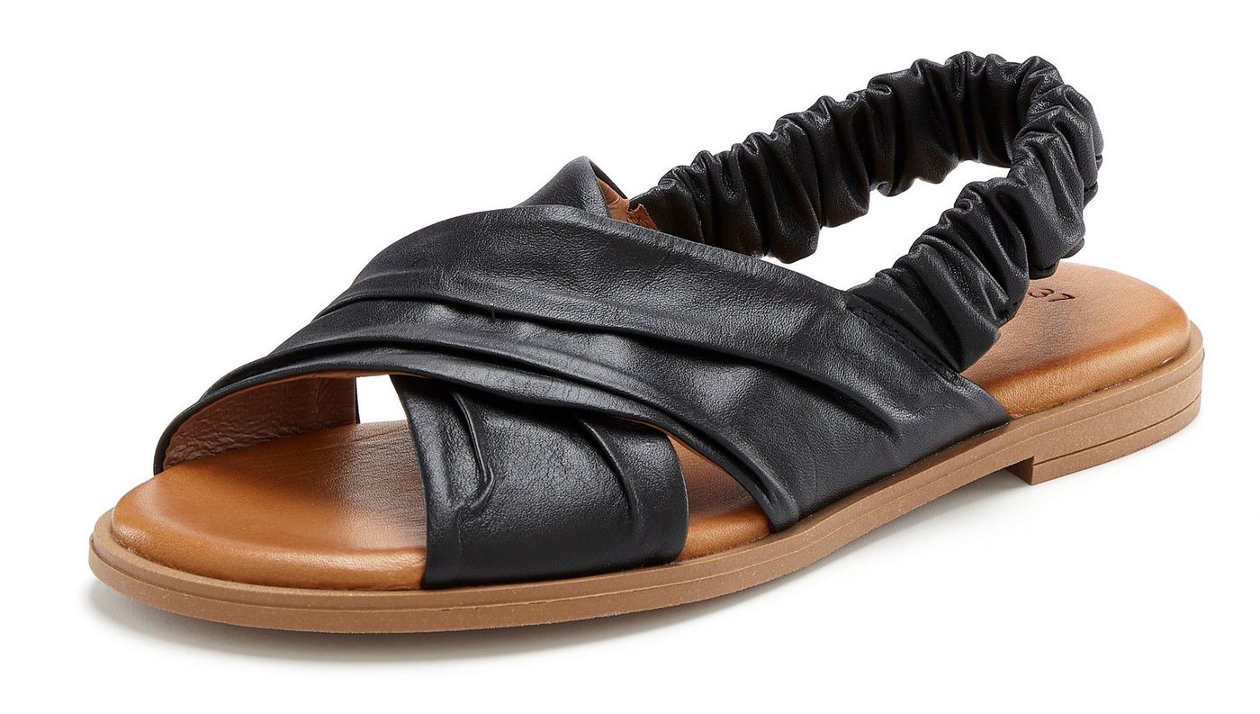 LASCANA Sandalette, Sommerschuh, offener Schuh, Pantolette Sandale aus Leder mit elastischen Riemchen – Bild 2 von 5