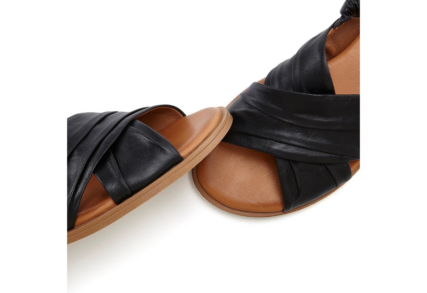 LASCANA Sandalette, Sommerschuh, offener Schuh, Pantolette Sandale aus Leder mit elastischen Riemchen – Bild 5 von 5