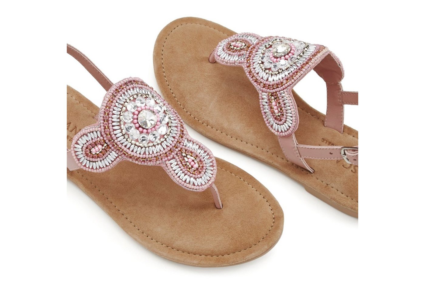 LASCANA Sandalette, Sommerschuh, offener Schuh, Zehentrenner Sandale, Pantolette in Glitzer-Optik und softer Lederinnensohle – Bild 5 von 5