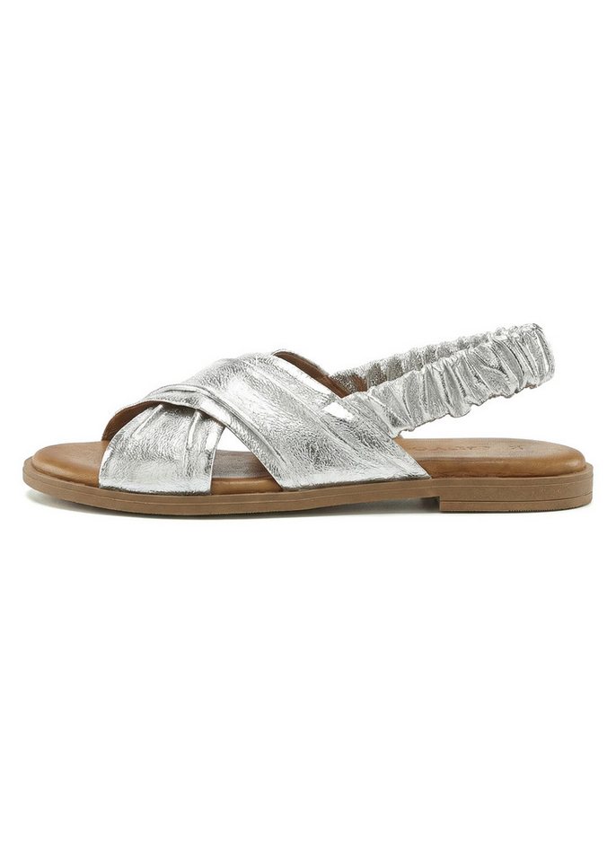 LASCANA Sandalette, Sommerschuh, offener Schuh, Pantolette Sandale aus Leder mit elastischen Riemchen – Bild 4 von 5