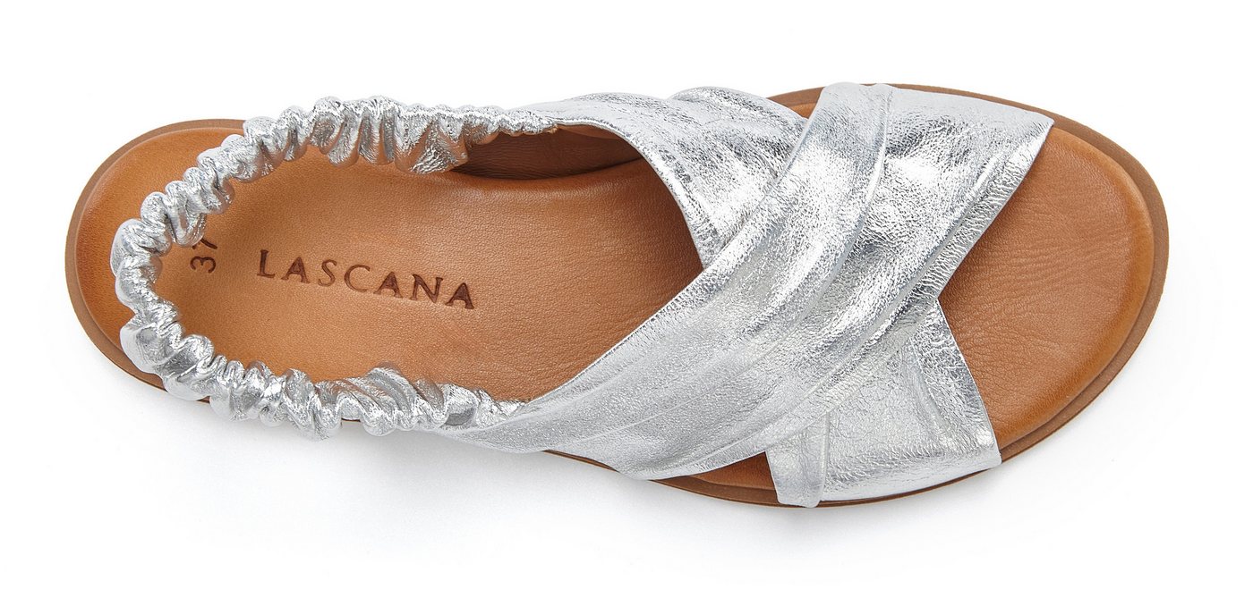 LASCANA Sandalette, Sommerschuh, offener Schuh, Pantolette Sandale aus Leder mit elastischen Riemchen – Bild 5 von 5